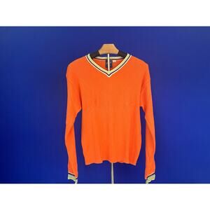 Vintage Gavial Orange Ribbed V-Neck Sweater – L